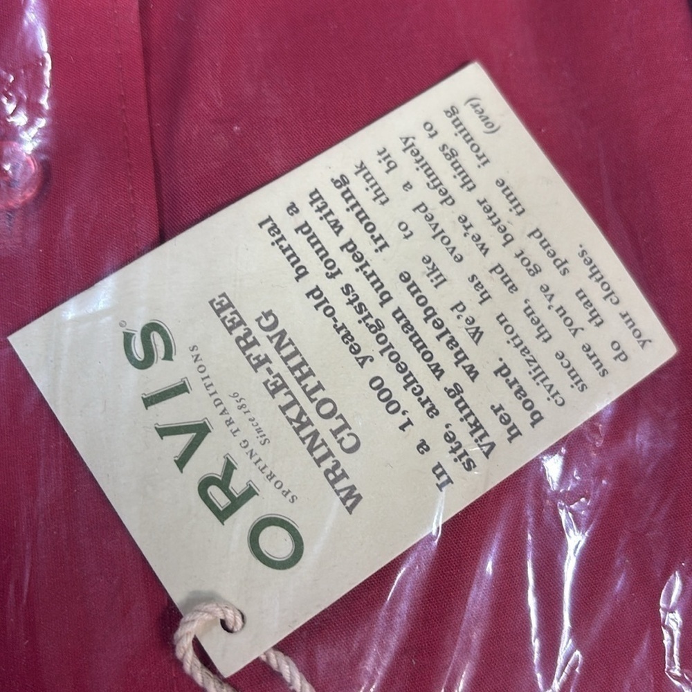 ORVIS red wrinkle free long sleeve cotton blend collard pocket shirt - Picture 7 of 7